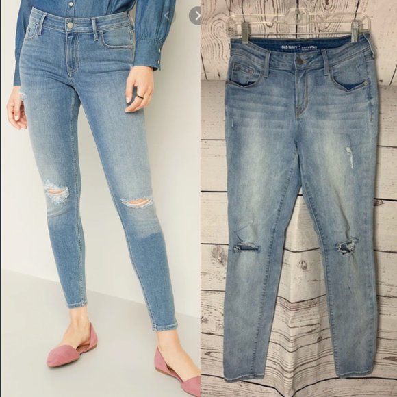Old Navy Denim - Mid-Rise Distressed Rockstar Super Skinny Jeans